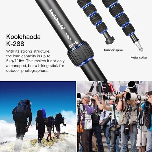Koolehaoda Extendable Camera Monopod with Foldable Stand Base | 5-Section Height 66" Aluminium Photography Monopod for DSLR Canon Nikon Sony Video Camcorder, Maximum Load of 5 kg in Kuwait