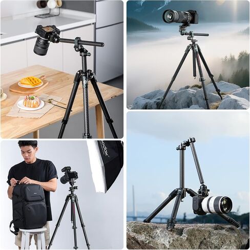 ULANZI JJ05 GlideGo Carbon Fiber Photo Tripod, Dual 360° Pan Head, 72.4 inch Max Height, 11 lb Load, UKA Quick Release, Professional Portable Lightweight Travel Tripod with Bag in Kuwait