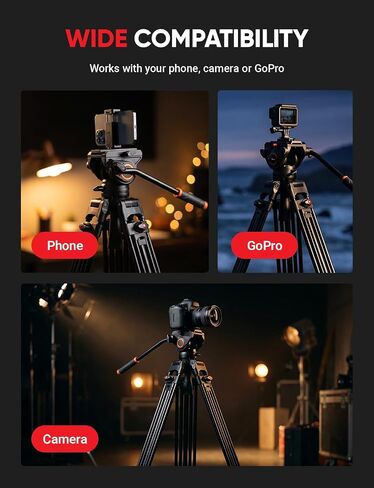 Sunpak VideoPRO 72" Professional Video Heavy Duty Tripod with Carry Case | Advanced fluid pan head, double-row metal legs, quick release plate, mid-level braces, 22.4lb capacity, and carry case in Kuwait
