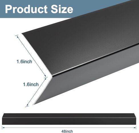 10Pack 48" Metal Corner Protector,Aluminum Corner Guards L molding Tile Trim, Suit for Wall Door Frame Cabinet Baseboard Decor, Size 48in x 1.6in (Black) in Kuwait