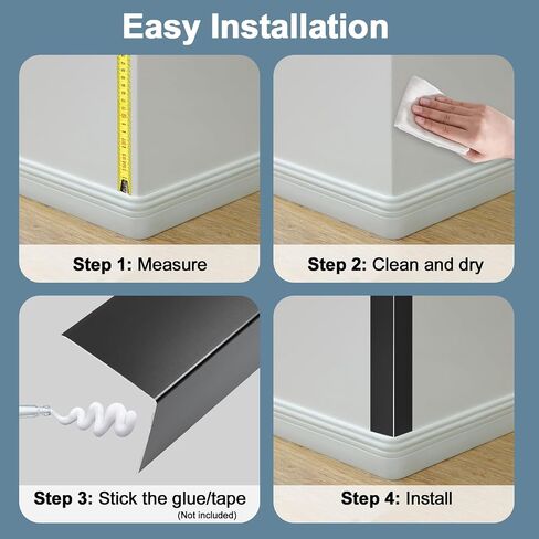 10Pack 48" Metal Corner Protector,Aluminum Corner Guards L molding Tile Trim, Suit for Wall Door Frame Cabinet Baseboard Decor, Size 48in x 1.6in (Black) in Kuwait