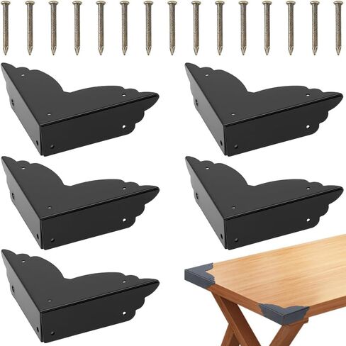 CRASPIRE 6Pcs 2.7"X2.7" Vintage Furniture Corner Protectors Black Metal Decorative Guard Cabinet Bumpers Edge Corner Protectors with Screws for Cupboard Table Desk Jewelry Box Gift Wooden Case in Kuwait