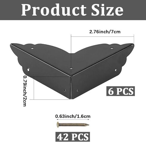 CRASPIRE 6Pcs 2.7"X2.7" Vintage Furniture Corner Protectors Black Metal Decorative Guard Cabinet Bumpers Edge Corner Protectors with Screws for Cupboard Table Desk Jewelry Box Gift Wooden Case in Kuwait