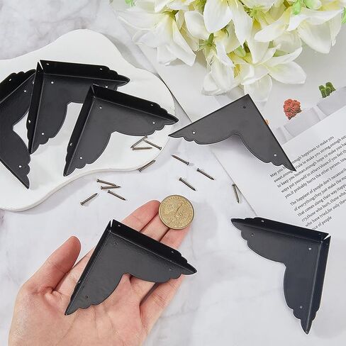 CRASPIRE 6Pcs 2.7"X2.7" Vintage Furniture Corner Protectors Black Metal Decorative Guard Cabinet Bumpers Edge Corner Protectors with Screws for Cupboard Table Desk Jewelry Box Gift Wooden Case in Kuwait