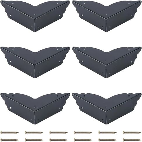 CRASPIRE 6Pcs 2.7"X2.7" Vintage Furniture Corner Protectors Black Metal Decorative Guard Cabinet Bumpers Edge Corner Protectors with Screws for Cupboard Table Desk Jewelry Box Gift Wooden Case in Kuwait