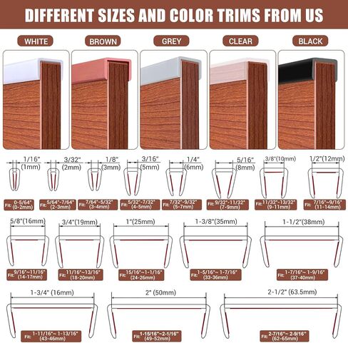 Rubber Edge Trim, 1 Inch(25mm) Self Adhesive Peel and Stick Edge Guards, Flexible U Shaped Strip for Kitchen &Garbage Drawer Fronts, Cabinets, Desks and Shelfves, Brown, 10Ft in Kuwait