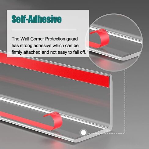 Clear Edge Protector Strip, L Shape Wall Corner Guards Corner Shield, Furniture Bumper Decor Cover Clear Corner Guard Plastic Self-Adhesive Corner Trim Strip, Clear Corner Protectors with Tapes ( Size in Kuwait