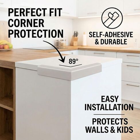 Self-Adhesive Corner Protectors for Walls, 1" x 1" PVC Metal-Look Corner Guard, Waterproof Wall Edge Protector Strip, Pet Scratch Guard for Cabinet Table Baseboard(Almond,59.1in) in Kuwait