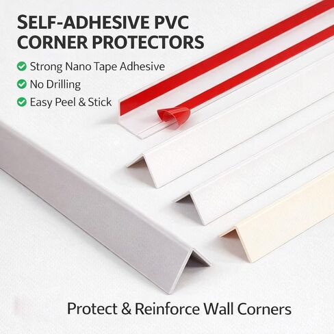 Self-Adhesive Corner Protectors for Walls, 1" x 1" PVC Metal-Look Corner Guard, Waterproof Wall Edge Protector Strip, Pet Scratch Guard for Cabinet Table Baseboard(Almond,59.1in) in Kuwait