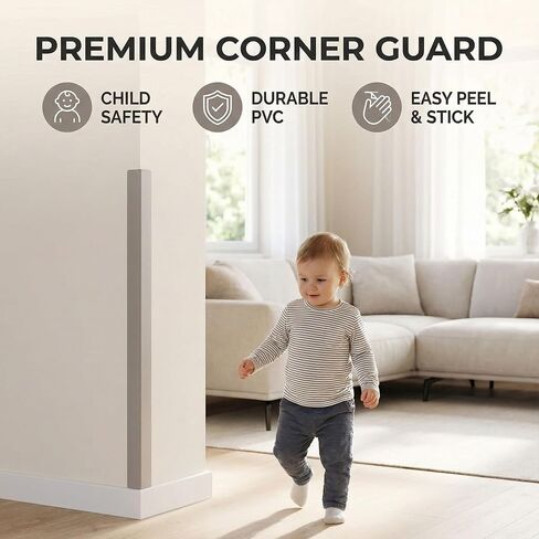 Self-Adhesive Corner Protectors for Walls, 1" x 1" PVC Metal-Look Corner Guard, Waterproof Wall Edge Protector Strip, Pet Scratch Guard for Cabinet Table Baseboard(Almond,59.1in) in Kuwait