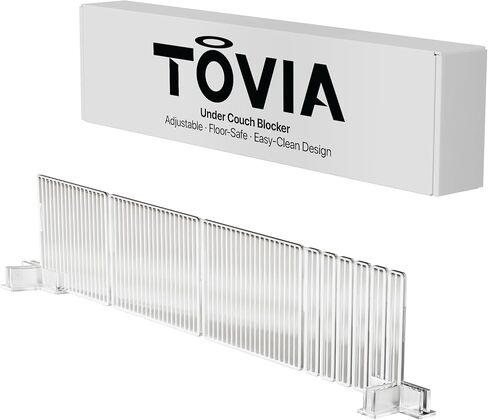 Tovia Clear Under Couch Blocker, Pets & Baby Toy Blocker, Adjustable Barrier for Under Sofa & Furniture, 100 Inch Coverage, Floor-Safe Adhesive Base, Removable Panels for Easy Cleaning in Kuwait