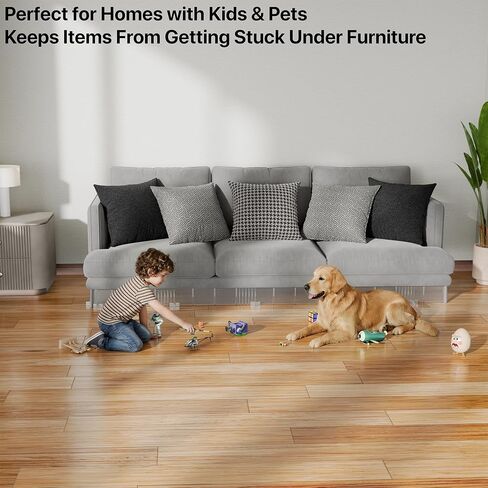 Tovia Clear Under Couch Blocker, Pets & Baby Toy Blocker, Adjustable Barrier for Under Sofa & Furniture, 100 Inch Coverage, Floor-Safe Adhesive Base, Removable Panels for Easy Cleaning in Kuwait