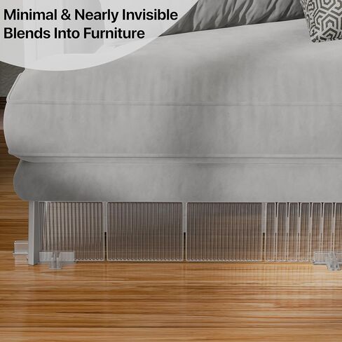 Tovia Clear Under Couch Blocker, Pets & Baby Toy Blocker, Adjustable Barrier for Under Sofa & Furniture, 100 Inch Coverage, Floor-Safe Adhesive Base, Removable Panels for Easy Cleaning in Kuwait