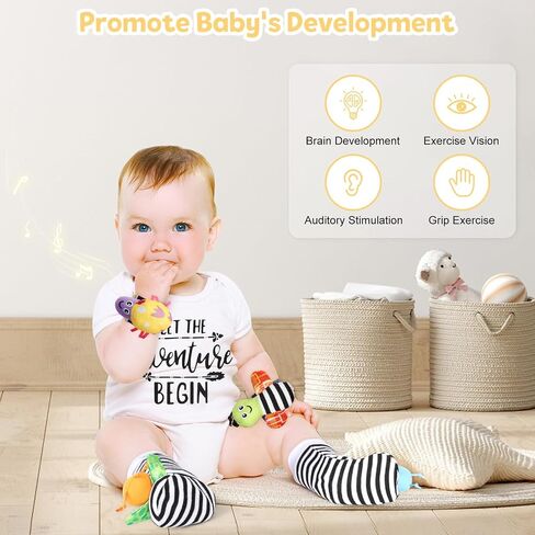 iAOVUEBY Baby Gift Set, Baby Shower Gifts, Black and White High Contrast Baby Toys 0-6 Months for Newborn Essentials Infant Rattle Socks Elephant Toys Blanket Onesies Baby Gift Basket for Girls Boys in Saudi Arabia