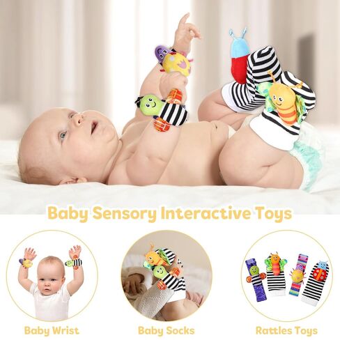 iAOVUEBY Baby Gift Set, Baby Shower Gifts, Black and White High Contrast Baby Toys 0-6 Months for Newborn Essentials Infant Rattle Socks Elephant Toys Blanket Onesies Baby Gift Basket for Girls Boys in Saudi Arabia