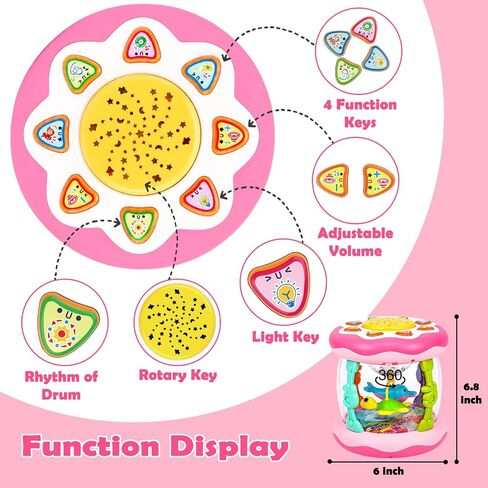 Baby Girl Toys 0-6 Months: Ocean Rotating Projector Musical Light Up Toy | Tummy Time Toys 0-3 4 5 6 Months - Infant Music Aquarium Crawling Toy 6-12 Month - Newborn Baby First Birthday Shower Gifts in Kuwait
