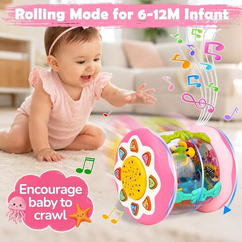 Baby Girl Toys 0-6 Months: Ocean Rotating Projector Musical Light Up Toy | Tummy Time Toys 0-3 4 5 6 Months - Infant Music Aquarium Crawling Toy 6-12 Month - Newborn Baby First Birthday Shower Gifts in Kuwait