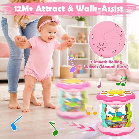 Baby Girl Toys 0-6 Months: Ocean Rotating Projector Musical Light Up Toy | Tummy Time Toys 0-3 4 5 6 Months - Infant Music Aquarium Crawling Toy 6-12 Month - Newborn Baby First Birthday Shower Gifts in Kuwait