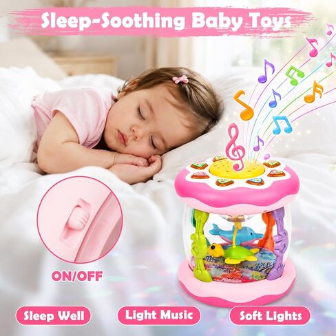 Baby Girl Toys 0-6 Months: Ocean Rotating Projector Musical Light Up Toy | Tummy Time Toys 0-3 4 5 6 Months - Infant Music Aquarium Crawling Toy 6-12 Month - Newborn Baby First Birthday Shower Gifts in Kuwait