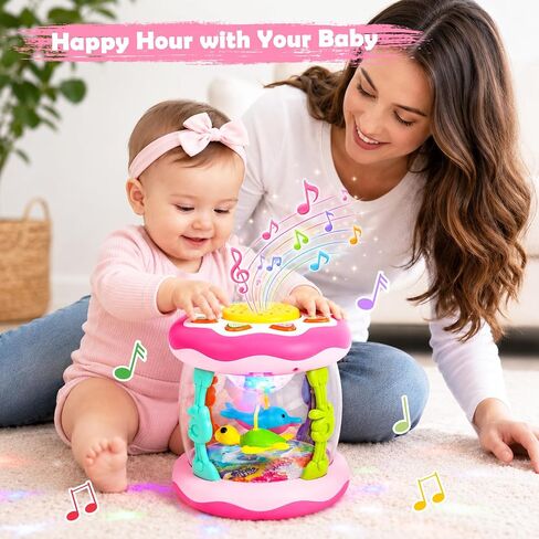 Baby Girl Toys 0-6 Months: Ocean Rotating Projector Musical Light Up Toy | Tummy Time Toys 0-3 4 5 6 Months - Infant Music Aquarium Crawling Toy 6-12 Month - Newborn Baby First Birthday Shower Gifts in Kuwait