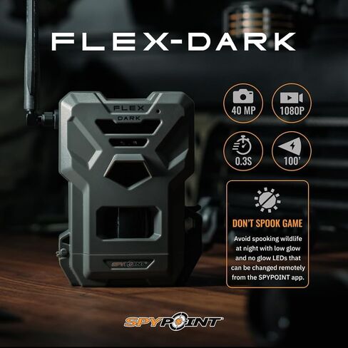 SPYPOINT Flex-Dark Twin Starter Pack with 2 SD Card - Cellular Trail Camera, 40MP Photos, 1080p Video + Sound, No-Glow Game Camera, Hunting Night Vision, Motion Activated,100ft Detection | Two Flex-Dark Cellular Cameras, 40MP Photos, 1080p Video with Soun in Kuwait