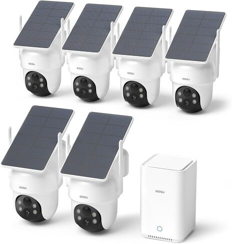 aosu D1 Classic 2-Cam Kit, Security Cameras Wireless Outdoor, Solar Powered | No Subscription Required, 32GB Build-in Storage, 360° Auto Tracking, Solar Powered, 3MP Color Night Vision, Easy Install in Kuwait