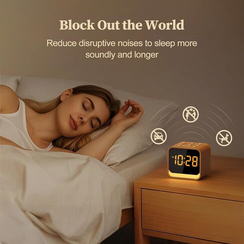 Housbay Wooden Sound Machine Alarm Clock for Bedrooms - Gentle Wake-Up with Birdsong, White Noise for Sleeping, Small Digital Clock for Phone-Free Routine in Kuwait