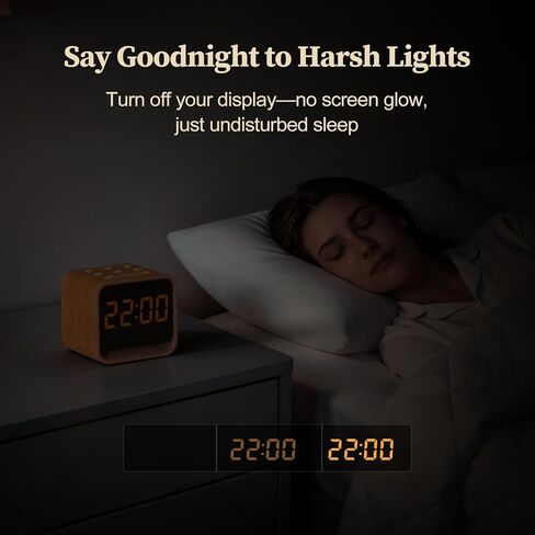 Housbay Wooden Sound Machine Alarm Clock for Bedrooms - Gentle Wake-Up with Birdsong, White Noise for Sleeping, Small Digital Clock for Phone-Free Routine in Kuwait