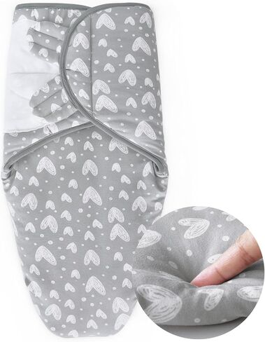 Biloban Baby Swaddles 0-3 Months for Boy Girls, Baby Swaddle | Newborn Swaddle, Cotton Swaddle Blanket, Baby Essentials, Lovely Grey Print, 2 Pack in Kuwait