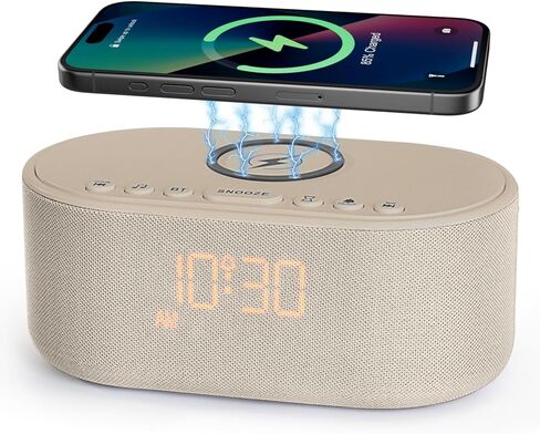 Odokee Sound Machine Alarm Clock for Bedrooms with Wireless Charging | Dimmable Clock with Bluetooth Speaker - White Noise Machine for Sleeping with 21 Soothing Sounds for Baby Adults Kids - Putty in Kuwait