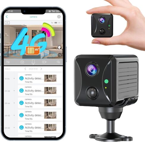 4G LTE Cellular Security Camera Wireless Outdoor, No WiFi Mini Portable Hidden Cameras for Home Security, Spy Camera PIR Motion Sensor Alert, Includes SIM Card, 2-Way Talk, Night Vision in Kuwait