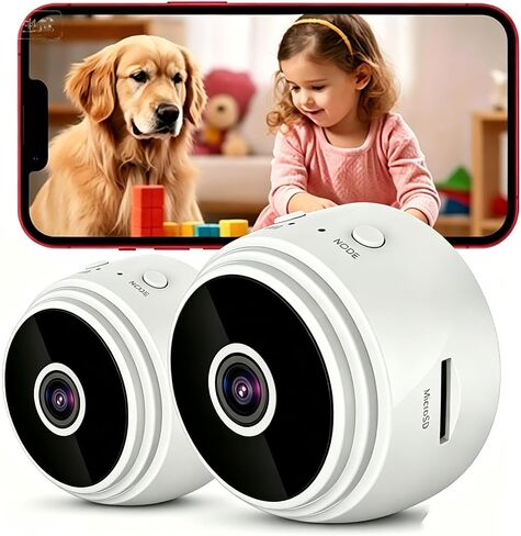 Mini Hidden Security Camera 1080P Spy Camera Small Nanny with Phone App, Infrared Night Vision, Motion Detection, Wi-Fi, Battery Powered, Indoor Pet Baby Monitor, 2 Packs in Kuwait