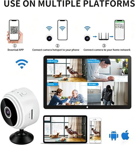 Mini Hidden Security Camera 1080P Spy Camera Small Nanny with Phone App, Infrared Night Vision, Motion Detection, Wi-Fi, Battery Powered, Indoor Pet Baby Monitor, 2 Packs in Kuwait
