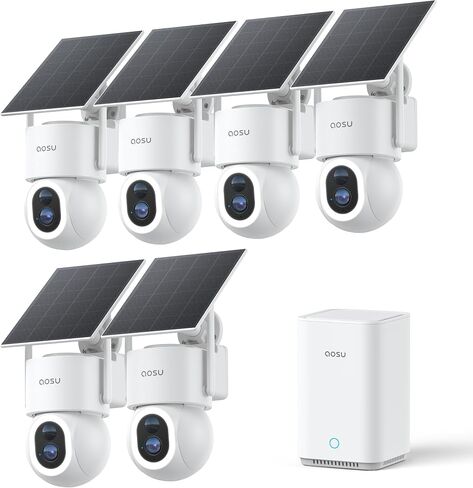 aosu D1 Max, 6-Cam Kit, 4K Solar Security Cameras System Wireless Outdoor | No Subscription Required, 1TB Expandable Storage, 360° PTZ Cross-Cam Auto Tracking, Smart Detection, Full Color Night Vision in Kuwait