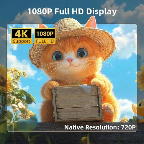 Mini Projector, Portable Projector 4K & Full HD 1080P Support, 270° Rotation Outdoor Projector, Movie Projector Compatible with Smartphone, TV Stick, Laptop, PS4, HDMI, USB in Kuwait