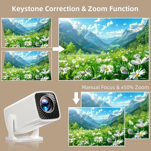 Mini Projector, Portable Projector 4K & Full HD 1080P Support, 270° Rotation Outdoor Projector, Movie Projector Compatible with Smartphone, TV Stick, Laptop, PS4, HDMI, USB in Kuwait