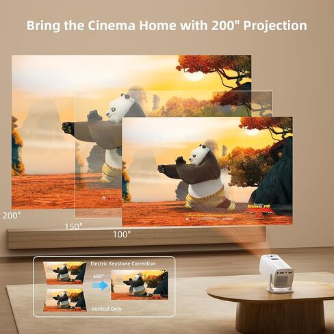 Mini Projector, Portable Projector 4K & Full HD 1080P Support, 270° Rotation Outdoor Projector, Movie Projector Compatible with Smartphone, TV Stick, Laptop, PS4, HDMI, USB in Kuwait