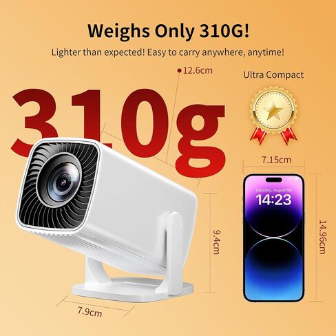 Mini Projector, Portable Projector 4K & Full HD 1080P Support, 270° Rotation Outdoor Projector, Movie Projector Compatible with Smartphone, TV Stick, Laptop, PS4, HDMI, USB in Kuwait