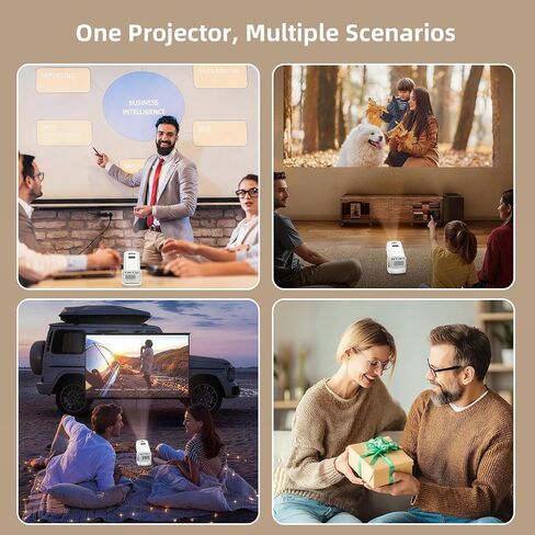 Mini Projector, Portable Projector 4K & Full HD 1080P Support, 270° Rotation Outdoor Projector, Movie Projector Compatible with Smartphone, TV Stick, Laptop, PS4, HDMI, USB in Kuwait