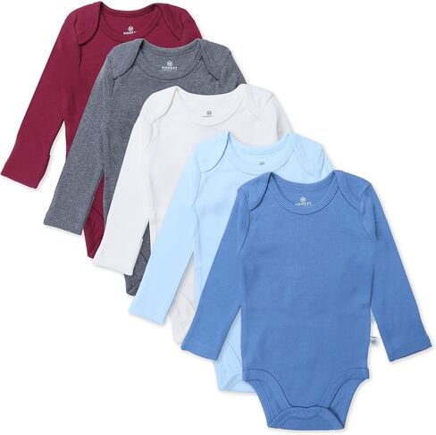 HonestBaby baby-girls 5-pack Long Sleeve Bodysuits One Piece 100% Organic Cotton for Infant Baby Girls in Kuwait