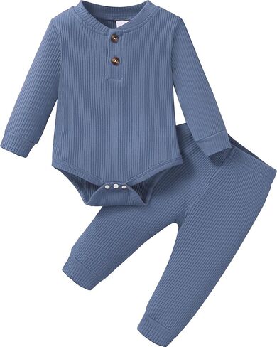 Jecson Newborn Boy Clothes Baby Boy Clothes Baby Boy Outfits Soft 0-18M | Soft, Breathable Cotton-Spandex Baby Boy Bodysuit Pants Set with Stretch Comfort, Fade & Shrink Resistance in Kuwait