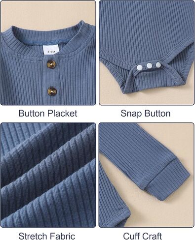 Jecson Newborn Boy Clothes Baby Boy Clothes Baby Boy Outfits Soft 0-18M | Soft, Breathable Cotton-Spandex Baby Boy Bodysuit Pants Set with Stretch Comfort, Fade & Shrink Resistance in Kuwait