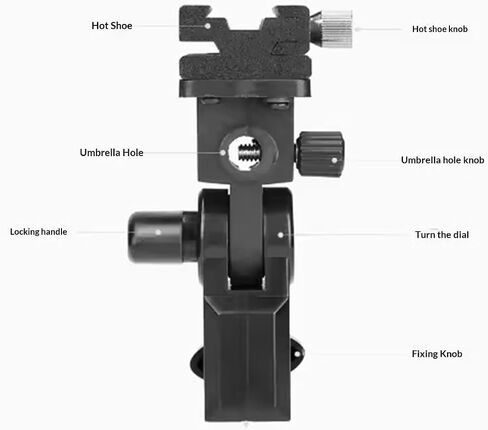 Easy Adjustable Camera Flashing Holder Bracket 180 Degree Rotate and Locking Screw for Photography Lighting Accessories B Mount Hot Shoe Mount Umbrella Holder Speedlite in Kuwait