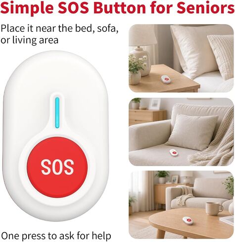 CallToU WiFi Elderly Monitor Camera with SOS Button | Remote app alerts, SOS button, live view, two-way talk, motion and sound detection, night mode, pan-tilt, family sharing. in Kuwait