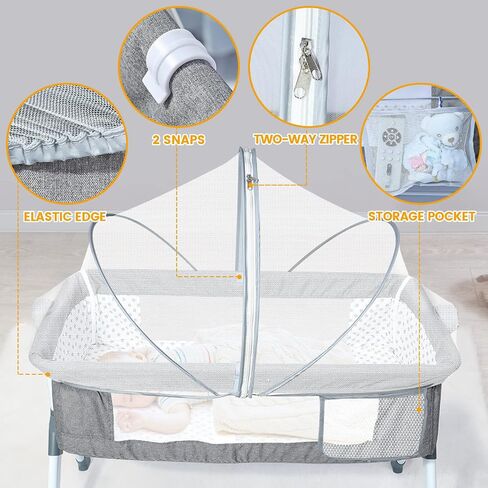 Orzbow Bassinet Cover for Cats - Breathable Mosquito Net Cover for Bassinets/Travel Cribs/Mini Cribs, Baby Mosquito Net to Keep Pets Out, with Two-Way Self-Locking Zippers and Storage Bag, White in Kuwait