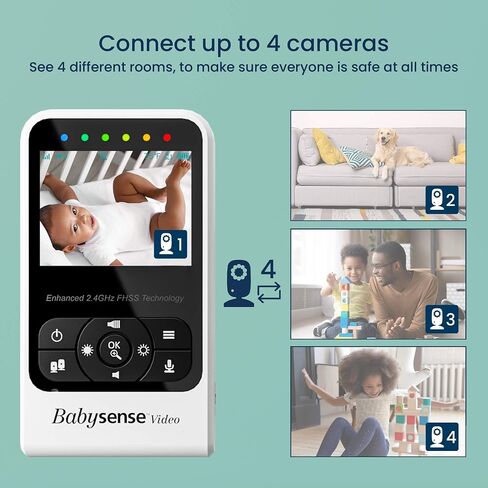 Babysense Video & Breathing Movement Monitor - FSA Video Baby Monitor with Breathing Motion Detection & Alerts Bundle Pack - Video Monitor V24R with Babysense 7 Under-The-Mattress Sleep Monitor in Kuwait