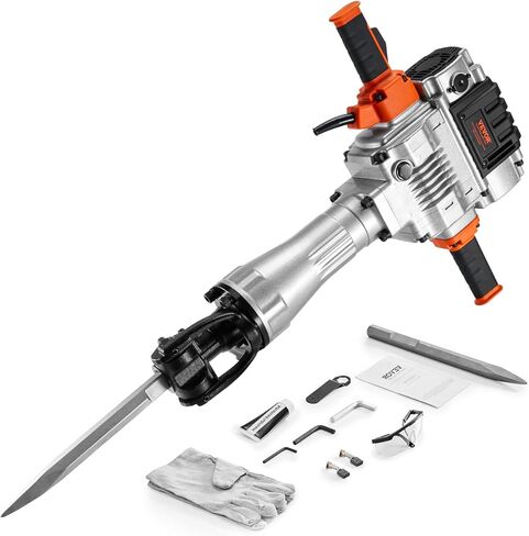 VEVOR Demolition Jack Hammer, 2100W Electric Jackhammer Heavy Duty, 1650 BPM Industrial-Grade Jack Hammer Concrete Breaker, with 1 Point Chisel, 1 Flat Chisel, Gloves and Goggles in Kuwait