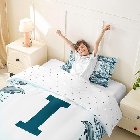 Feelyou Shark Duvet Cover Toddler Size Initial I Bedding Set Breathable Soft Sea Animal Comforter Cover 2Pcs Bedroom Decor in Kuwait