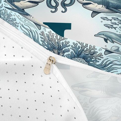 Feelyou Shark Duvet Cover Toddler Size Initial I Bedding Set Breathable Soft Sea Animal Comforter Cover 2Pcs Bedroom Decor in Kuwait