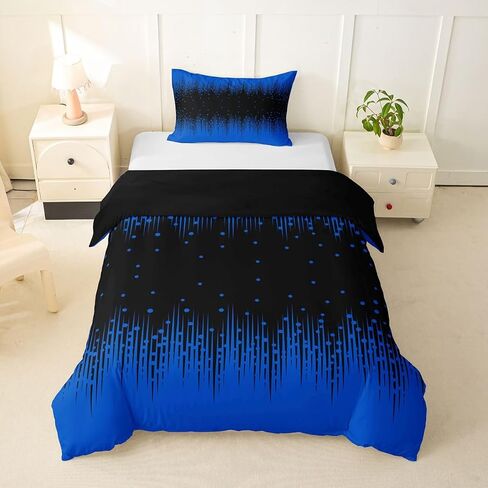 Erosebridal Abstract Ombre Toddler Duvet Cover Starry Sky Comforter Cover for Kids Teens Gradient Geometric Stripes Bedding Set Black and Blue Bed Set in Kuwait